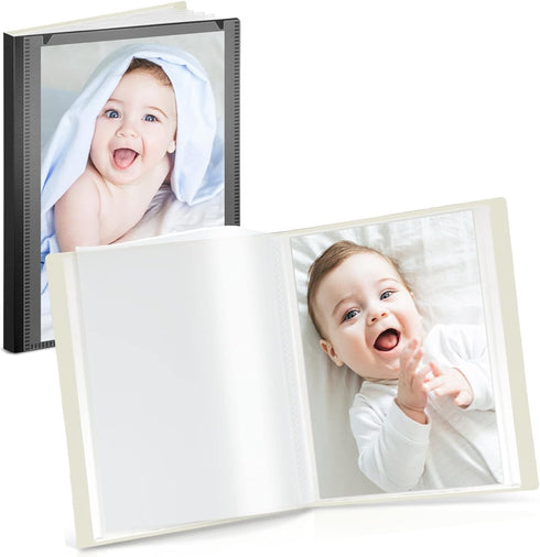 CRANBURY Small Photo Album 4x6 (Black), 2-Pack 4 x 6 Photo Book, 24 Pockets Shows 48 Pictures, Mini Plastic Picture Album Binder with Customizable...