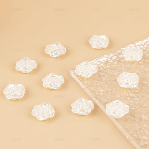 AUEAR, 100 Pack Resin Rose Flower Flat Back Beads 12mm Pearls Cabochons Charms for Phone Case Scrapbooking Jewelry Making Craft Decor...
