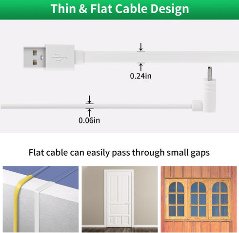 2Pack 25FT/7.5M Power Extension Cable Compatible with WYZE Cam Pan V3, 90 Degree Micro USB Extension Charging Cable for Your WYZE Cam Pan V3 Conti...