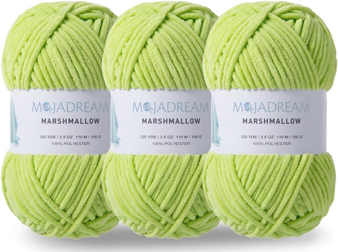 3PCS 3.5oz Chenille Yarn for Blankets Amigurumi: Soft Velvet Baby Yarn Blanket Knitting and Crocheting Bulky 5# Yarn 3 Skeins of 100g (Green Sheen...