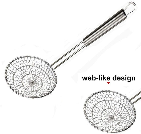 Kaixin Skimmer Spoon Fry Oil Mesh Strainer Spider Stainless Steel Asian Metal Large Fat Fish French Round Slotted Ladle Deep Wire Basket Fine Grea...
