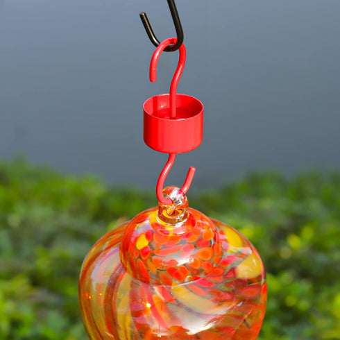 Metal Ant Moat for Hummingbird Feeders, Hummingbird feeders for Outdoors Hanging, Hummingbird Feeder Accessory 4 Hooks with 4 Brushes, Red...