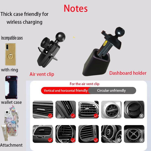 Universal Wireless Car Charger Mount, Auto-Clamping 15W Rechargeable, Air Vent Dashboard, Compatible with iPhone 14/13/12/11/X/9 Series, Samsung S...