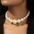 Chunky Pearl Necklace Stackable Layered Pearl Choker Necklace Large Pearl Choker Necklace Pearl Statement Necklace Faux Pearls Beaded Necklaces Br...