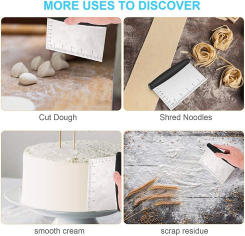 Bench Scraper & Chopper - 6 Inch Stainless Steel Dough Cutter with Contoured Grip, Multi-Purpose Kitchen Tool for Baking Cooking, Food Scraper Cho...