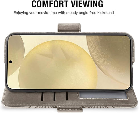 Asuwish Phone Case for Samsung Galaxy S24 5G Wallet Cover with Tempered Glass Screen Protector and Leather Flip Credit Card Holder Stand Wrist Str...