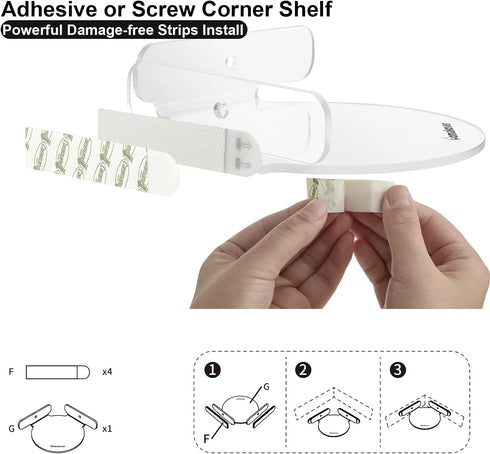 Acrylic Mini Circular Corner Shelf Mount for Security Cameras, Baby Monitors, Speakers, Plants & More, Universal Cam Holder, Easy to Install, Scre...