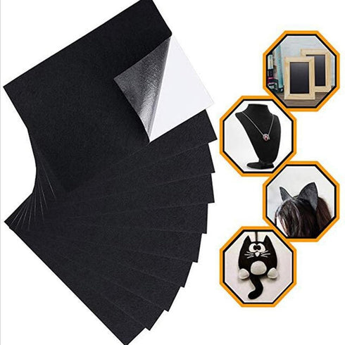 Black Self Adhesive Velvet Fabric, Peel Stick Liners Felt Sticky Flock Backing Paper Soft Sheets DIY Arts Crafts Making Drawers Jewelry Storage Bo...