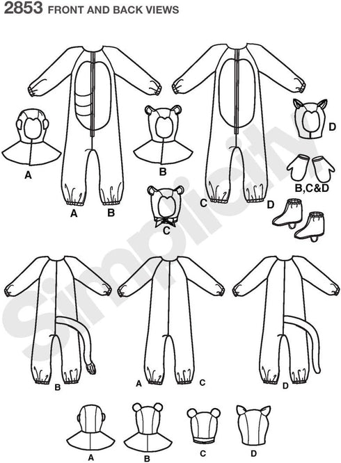 Simplicity 2853 Gorilla, Lion, bear and Cat Sewing Pattern for Adult Men and Women by Andrea Schewe Sizes XS-XL, Red...
