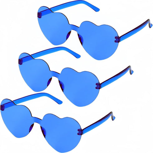3 Pair Heart Shaped Sunglasses for Women, Heart Glasses, Heart Sunglasses, Blue...