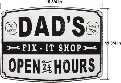 Lily's Home Dad’s Fix-It Shop Sign, Hanging Metal Sign, Garage Decor, Novelty Gifts for Dad...