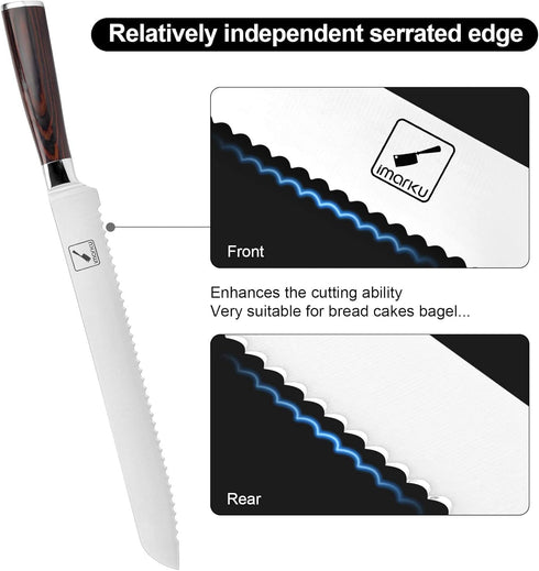 imarku Bread Knife, German High Carbon Stainless Steel Professional Grade Bread Slicing Knife, 10-Inch Serrated Edge Cake Knife, Bread Cutter for ...