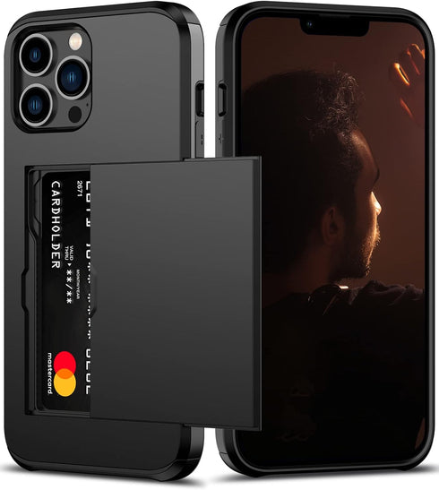 Nvollnoe for iPhone 12 Pro Max Case with Card Holder Heavy Duty Protective Dual Layer Shockproof Hidden Card Slot Slim Wallet Case for iPhone 12 P...