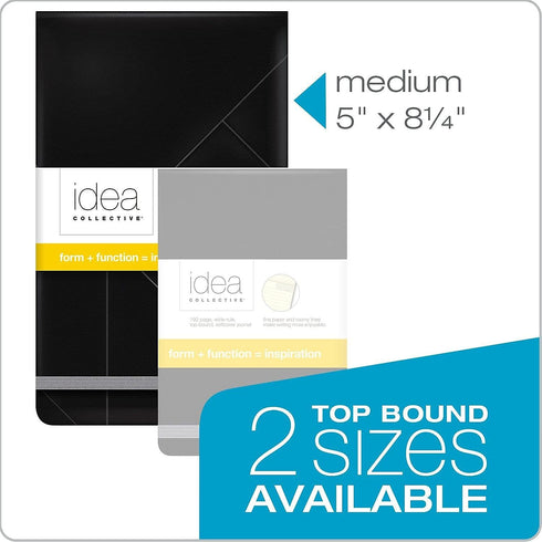 Oxford Idea Collective Top-Bound Medium Hardcover Journal, 5" x 8-1/4", Legal Rule, Black Cover, 120 Sheets (56886)...