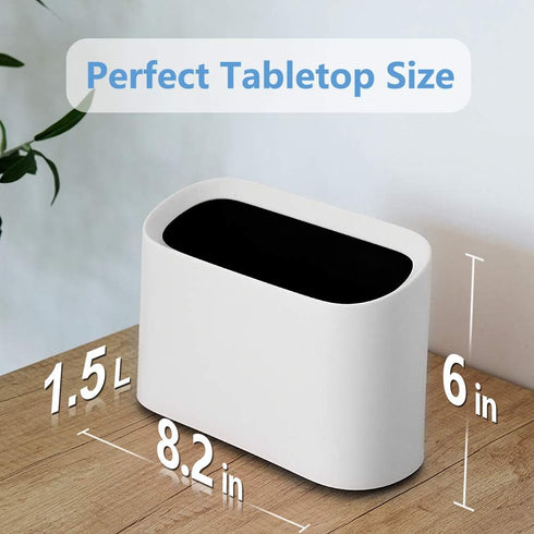 AYADA Tiny, Desk Mini Trash Can, Trash Bin, Waste Basket 1.5 L Desktop, Countertop, Makeup Tabletop Trash Can Little Cute Plastic (White)...