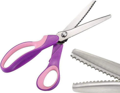 Pinking Shears for Fabric, Stainless Steel Handled Professional Dressmaking Sewing Scissors Zig Zag Fabric Craft Scissors 9.3 inch Scalloped (Purp...
