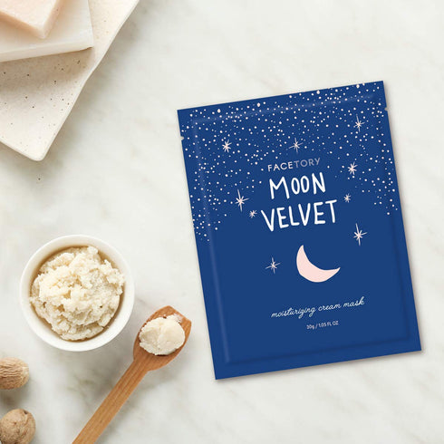 FACETORY Moon Velvet Moisturizing Cream with Jojoba Oil Sheet Mask - Moisturizing, Brightening, and Anti-Aging (Pack of 5)...