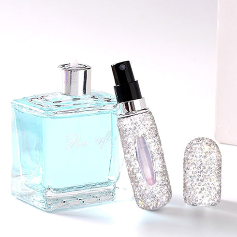 Perfume Spray Bottle 5ML White Bling Rhinestone Empty Portable Travel Fine Mist Refillable Mini Spray Dispensers for Perfume, Essential Oil...