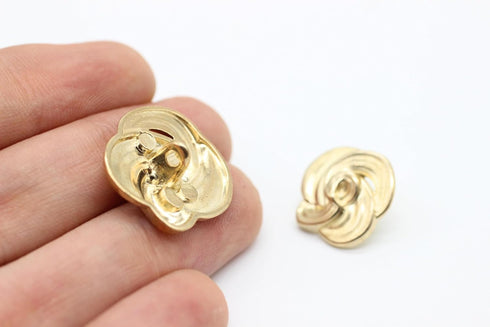 Floral Gold Metal Shank Buttons - 12 Pcs - 3 Size Options - Luxury Floral Round Wave Metal Shank Buttons for Men Women Blazer Coat Uniform Shirt S...