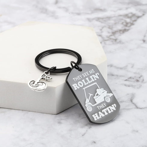 TIIMG They See Me Rollin They Hatin Keychain For Golf Lover Golf Cart Gift Golfing Club Gift Golfer Gift...