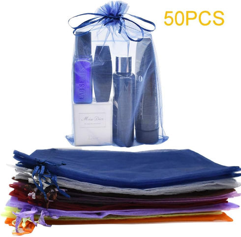 50Pcs 8 x 12 Inch Drawstring Organza Gift Bags - Jewelry, Party, Wedding Favor, Festival, Candy Bags (50Pcs Mix Color)...