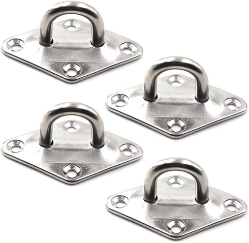 Ceiling Wall Mount Hook Heavy Duty Anchor Diamond Pad Eye Plate 5mm 3/16" 304 Stainless Steel Great for Yoga Swings Hammocks/Boat Rigging/Marine D...
