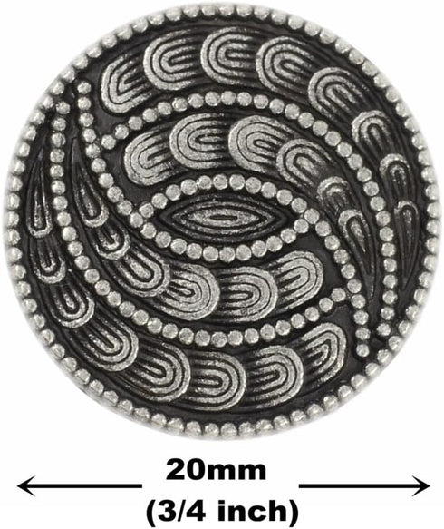 Bezelry 12 Pieces Spiral Petals Metal Shank Buttons. 20mm (3/4 inch) (Antique Silver)...