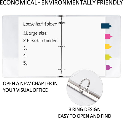 3 Ring Binder, 1 Inch Durable Round Ring Holds 200 Sheets Letter Size Paper, BPA-Free Presentation View Binder, Ideal for Office, Home, School (Wh...