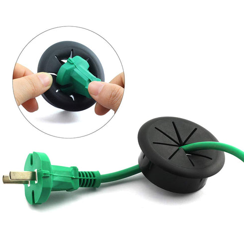 HJ Garden 2pcs 2-3/8 inch Flexible Desk Cord Grommets Wire Organizer Hole Cover for Managing and Hiding Office PC Desktop Cable(Black)...