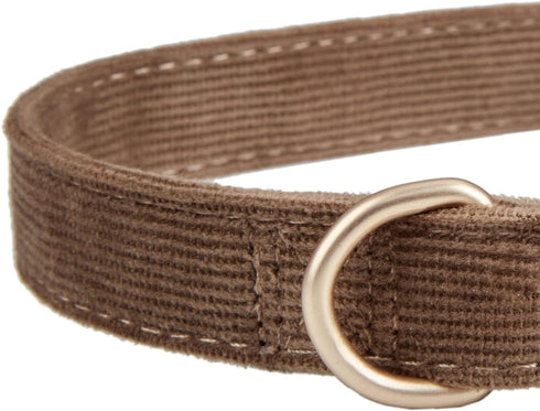 Soft Dog Collar with Metal Buckle Adjustable Durable Comfort Cotton Corduroy Collars for Large Medium Small Dogs Velvet Dog Collars, Coffee...
