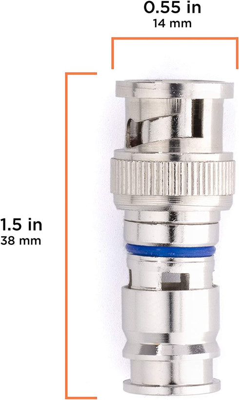 THE CIMPLE CO BNC Compression Connector for RG6 Coaxial Cable - Pack of 10 - Solid Construction with High Grade Metals - Male BNC Connectors for C...
