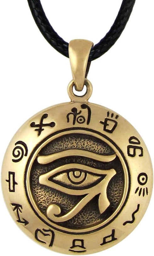 Bronze Egyptian Udjat Eye of Horus Ra Pendant Necklace...
