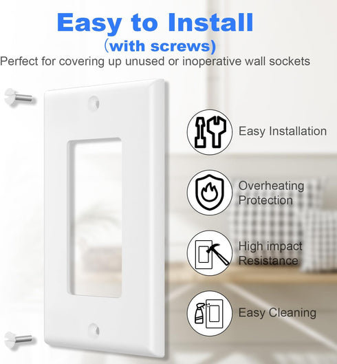 Decorator Wall Plate, Light Switch Outlet Cover with Screws, 1-Gang Standard Size 2.76"W x 4.5"H, Glossy White (10 Pack)...