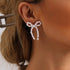 12 Pairs Crystal Rhinestone Pearl Kate Spade bow stud earrings for women Statement Ribbon Fringe Waterfall Dangling Long Chain Bow Dangle Drop Tas...