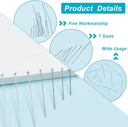 PH PandaHall 700 Pcs 304 Stainless Steel Flat Head Pins Findings 7 Styles Jewelry Making Pin 3/5 2 Inch Length 23 Gauge for Earring Jewelry Craft ...