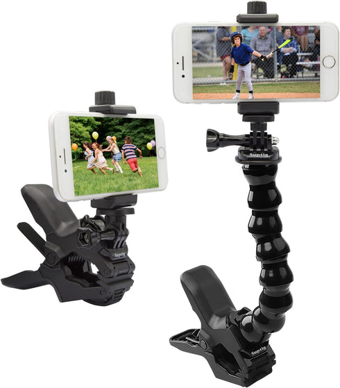 Suptig Phone Holder Desk Gooseneck Mount, Cell Phone Clamp Clip for Pole, Mobile Phone Mount Stand, Compatible for iPhone 14 Plus Phone 13 Pro Xs ...