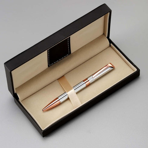 Ballpoint Pen with Gift Box, Retractable Pen for Men Women Executive Business Office School Supplies, Refillable 1.0mm Black Ink B5 (Rose Gold+Sil...