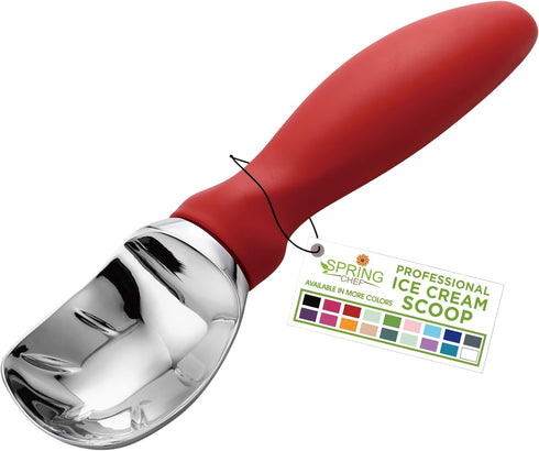 Spring Chef Ice Cream Scoop with Soft Grip Handle, Professional Heavy Duty Sturdy Scooper, Premium Kitchen Tool for Cookie Dough, Gelato, Sorbet, ...