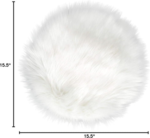 IVON 15.5'' White Round Faux Fur Rug, Fluffy Soft Rug Cushion for Chair, Background for Nail Desk Photos (1pcs White)...