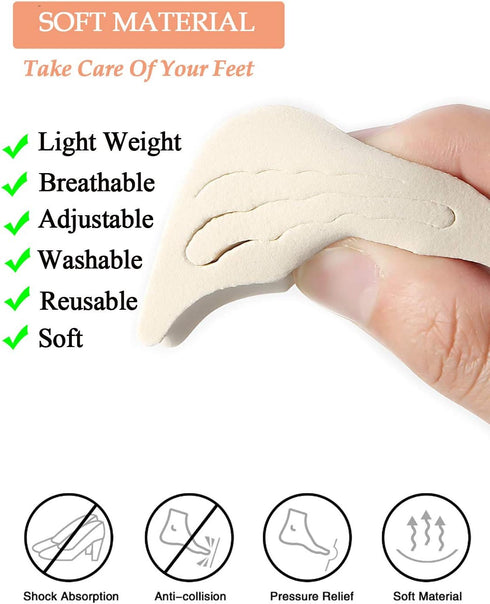 4 Pairs Adjustable Shoe Filler and 4 Pairs Heel Grip Liner Insert, Reusable Toe Plug Foot Brace Pads for Men and Women Pumps Flats Sneakers...