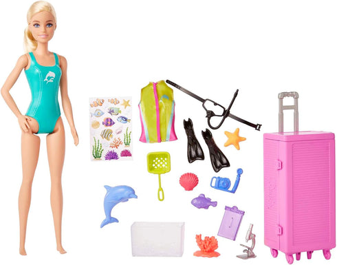 Barbie Careers Playset, Mobile Lab Set with Blonde Marine Biologist Fashion Doll & 10+ Accessories, Case Opens for Storage & Travel...