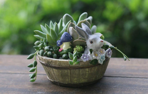 ChezMax Succulent Planter Rabbit Shaped Flowerpot Plant Pot Resin Vase Container Home Garden Decorative...