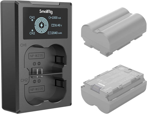 SmallRig NP-W235 Dual Slot Battery Charger for Fujifilm NP-W235 Battery for Fujifilm X-T4, GFX 100S, for Fujifilm GFX 50S II, VG-XT4-4085...