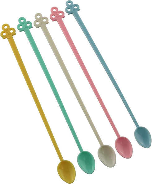 60PCS Candy Color Plastic Mini Coffee Tea Beverage Blender Plastic Disposable Coffee Tea Beverage Stirrers Spoon Sticks Adjusting Sauce Disposable...