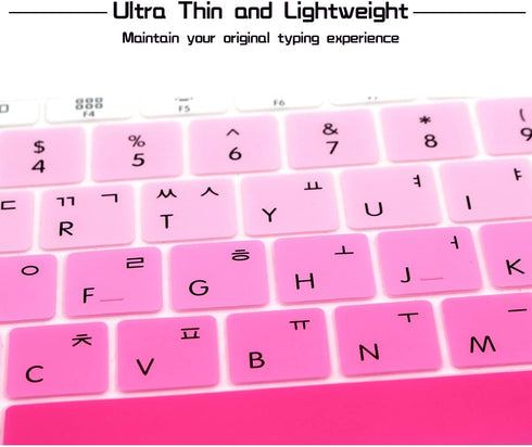 HRH Korean Language Silicone Keyboard Cover Skin for MacBook Pro 13" A1708 A1988 No Touch Bar (2018 2017 2016)&12" A1534 with Retina Display(2015)...