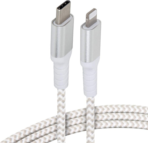 Realm USB-C to Lightning Cable, MFi Certified Lightning Cable, Nylon Braided Type C to Lightning Cable, iPhone 12 Charger Cable, White...