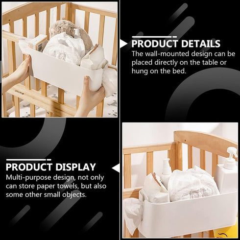 Diaper Organizer Box Baby Crib Hanging Diaper Diaper Storage Bin Nursery Organizers for Changing Table Crib Baby Stroller...