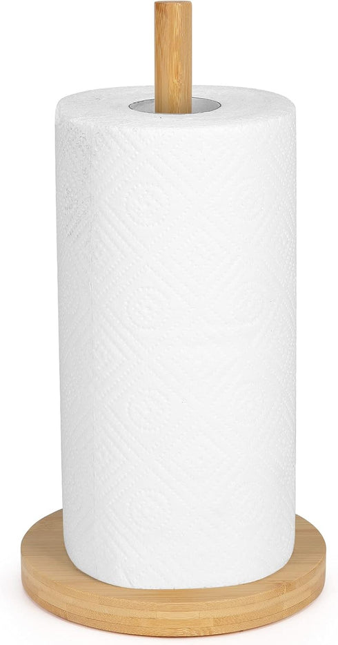 Wood Paper Towel Holder, Paper Towel Holder Bamboo Kitchen Bathroom, Towel Roll Stand Organizer Roll Holder for Countertop Table (A074)...