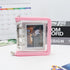 Mini Kpop Binder Business Card Holder Photocard Collector 3-Ring Pink Zipper Clear PVC Cover Photo Album with 25 Sheets 3 Inch Top Loading Card Pa...