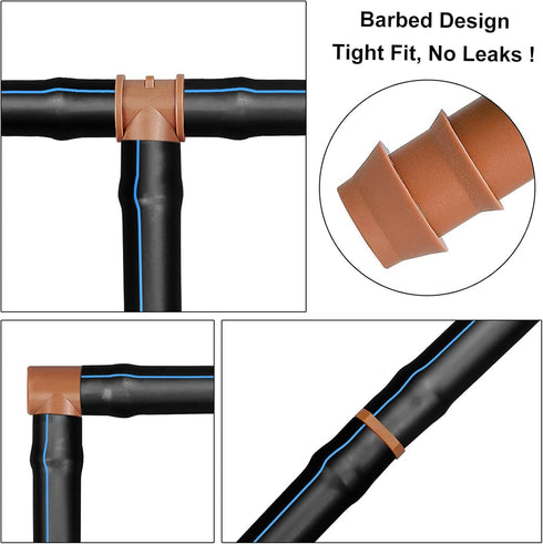 24 Pieces Drip Irrigation Barbed Tee Fittings for 1/2” Tubing (0.600”ID) - Drip Tees (17mm) Irrigation Tubing Connectors for Drip Sprinkler Garden...